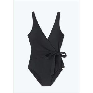 SUMMERSALT NEW $95 The Perfect Wrap One-Piece Swimsuit in Black Size 18